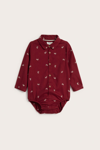 Baby red patterned shirt bodysuit