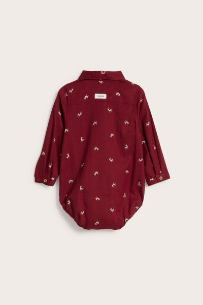 Baby red patterned shirt bodysuit