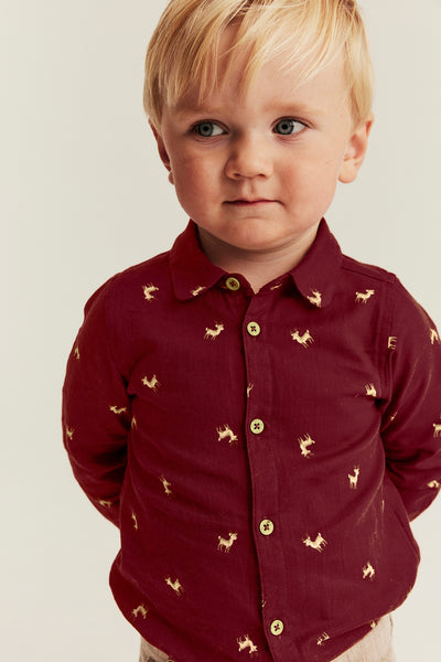 Baby red patterned shirt bodysuit