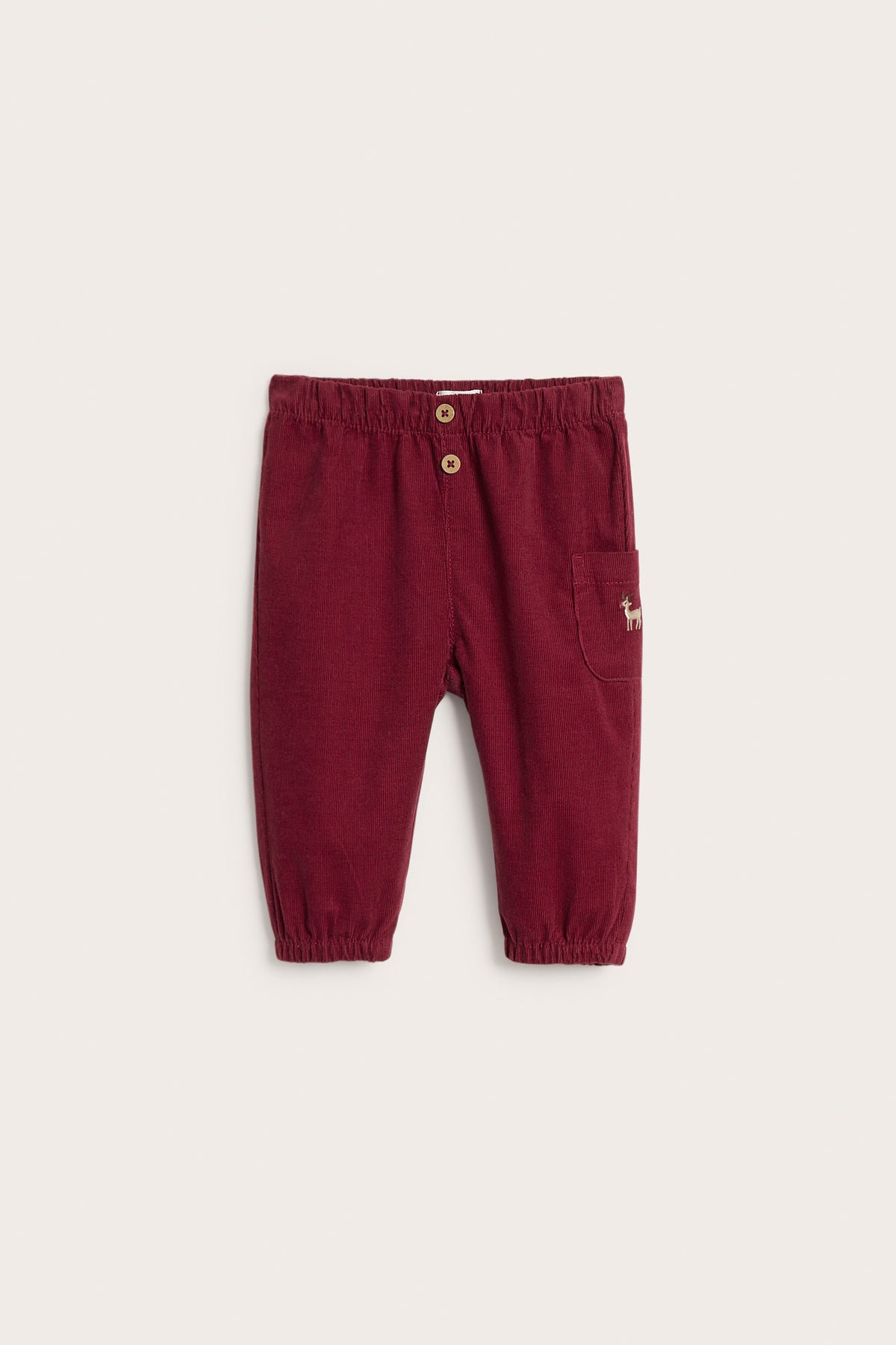 Baby red corduroy trousers with embroidery