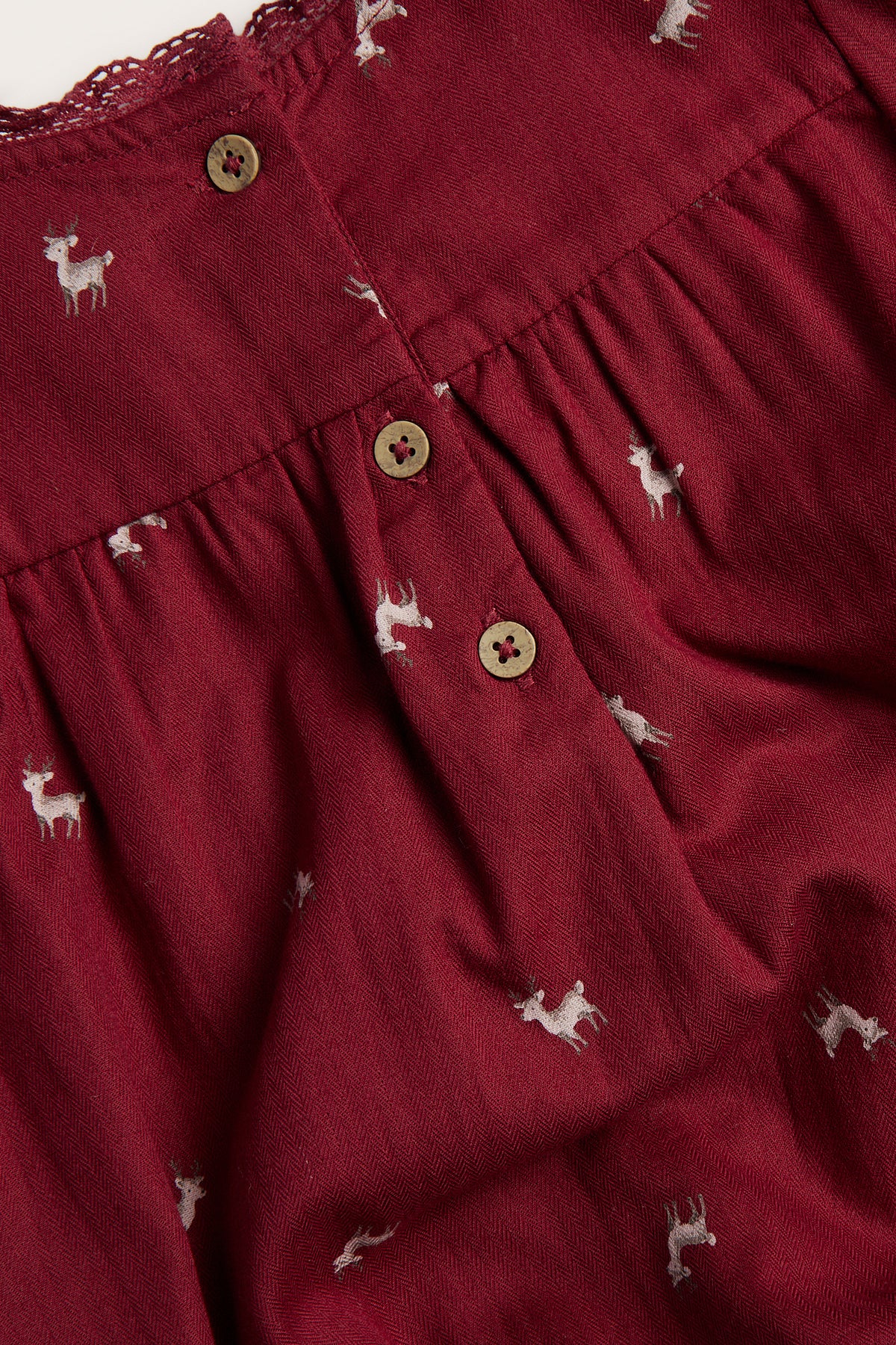 Kids red long-sleeved dress with reindeers