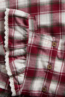 Baby red & white checked woven pinafore dress