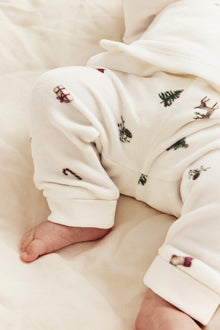 Baby white two-piece velour christmas set