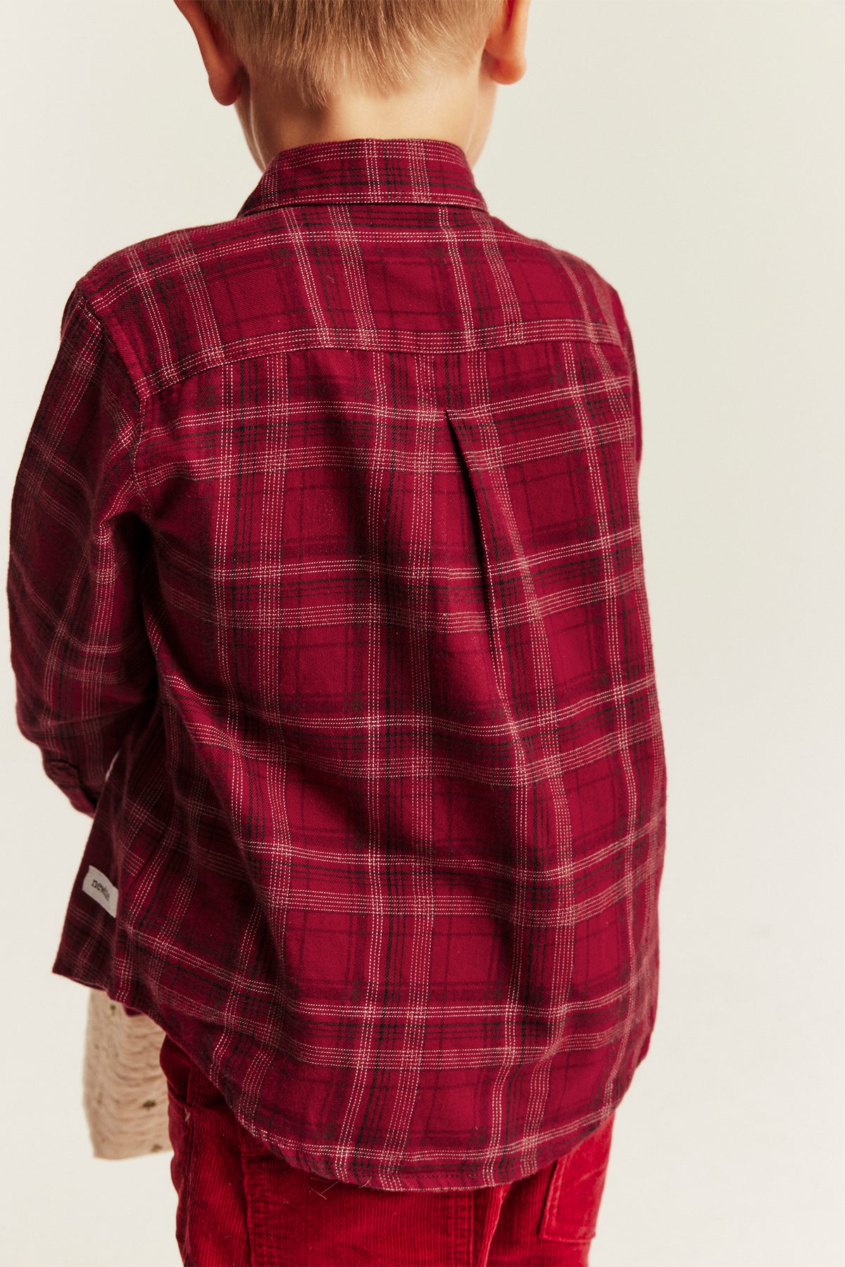 Kids red checked Christmas shirt with collar
