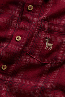 Kids red checked Christmas shirt with collar