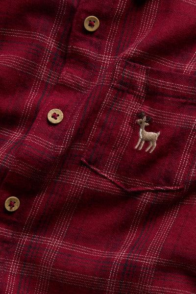 Kids red checked Christmas shirt with collar