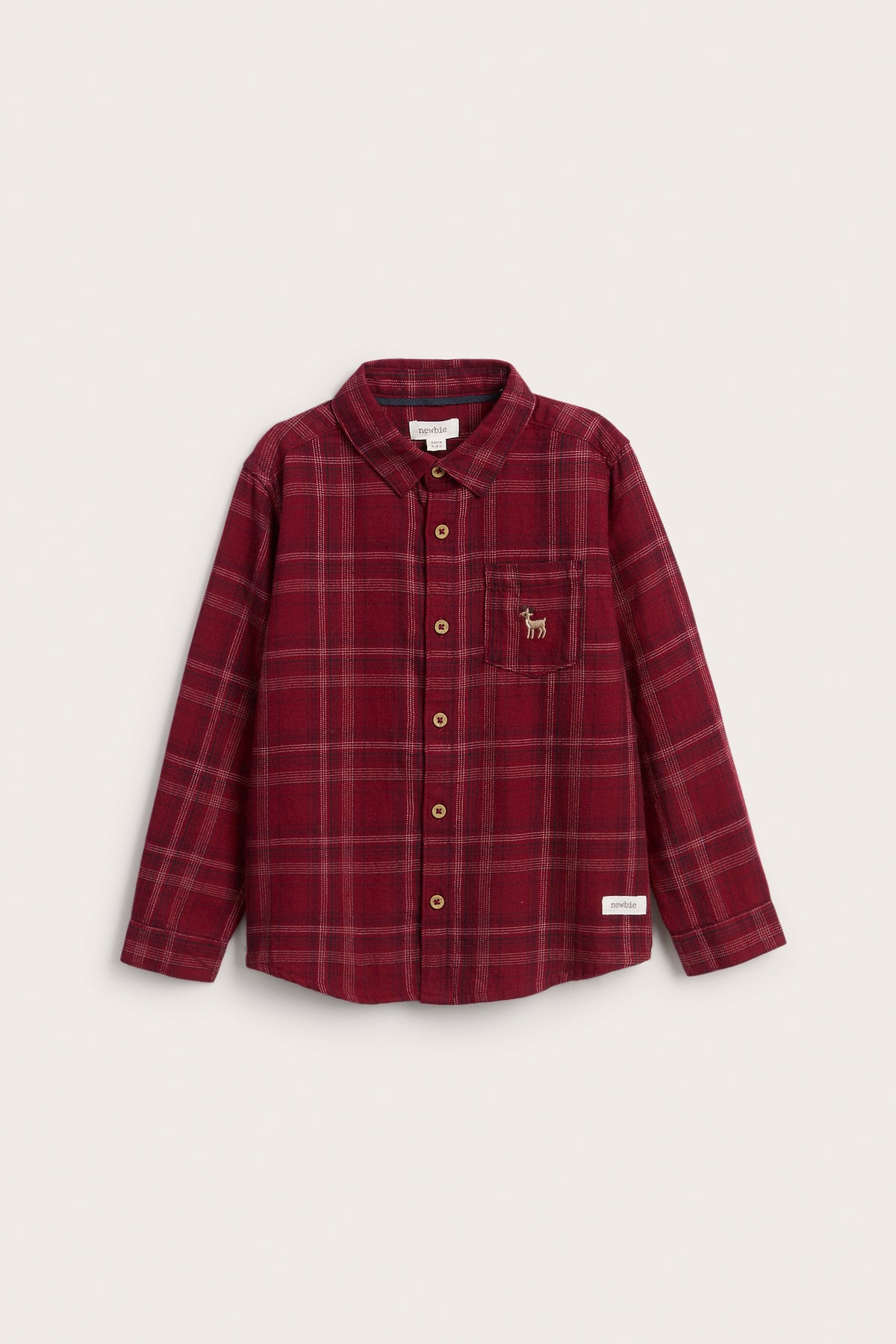 Kids red checked Christmas shirt with collar