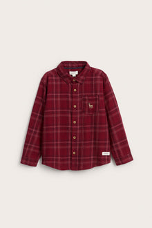 Kids red checked Christmas shirt with collar