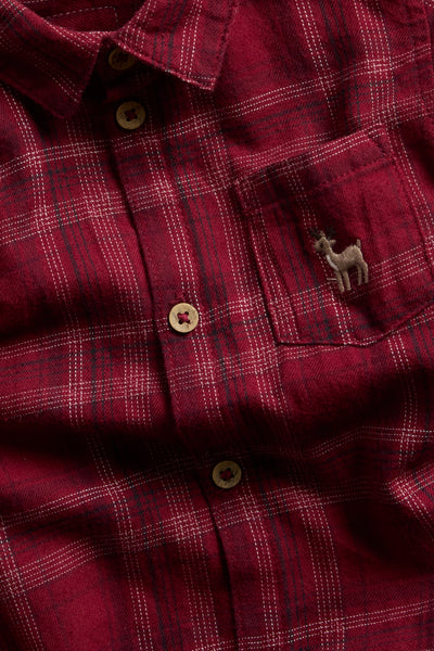 Baby red checked shirt bodysuit with collar
