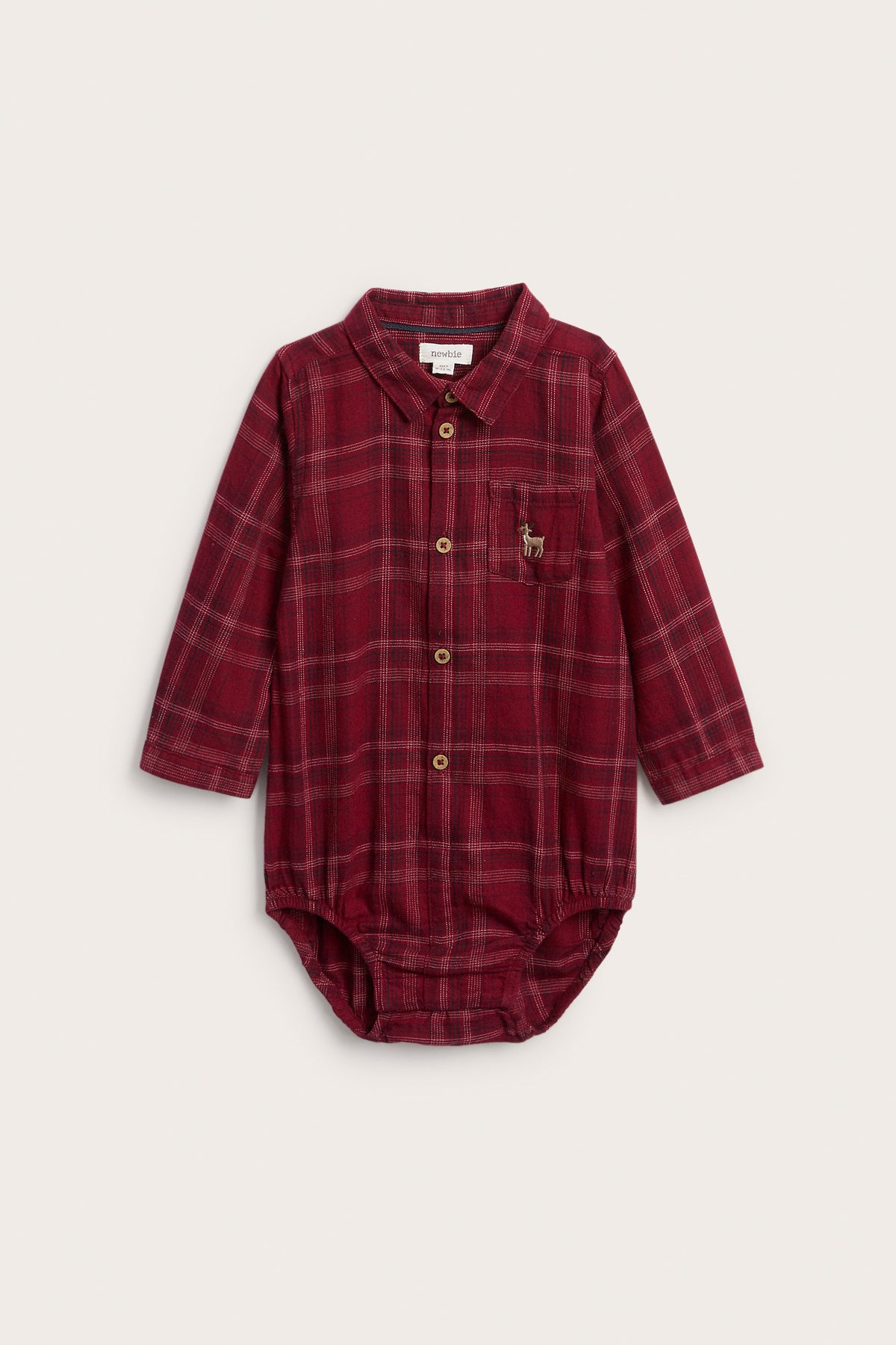 Baby red checked shirt bodysuit with collar