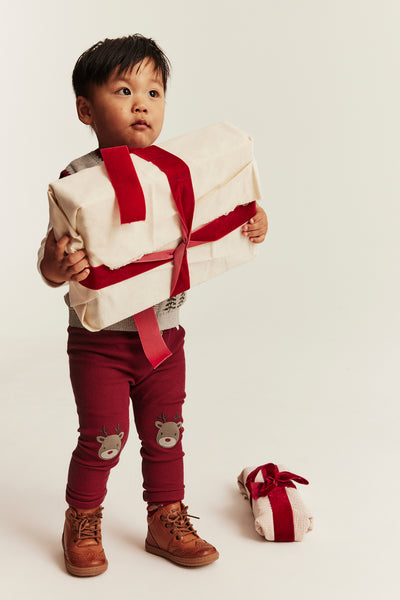 Baby red leggings with Christmas detail