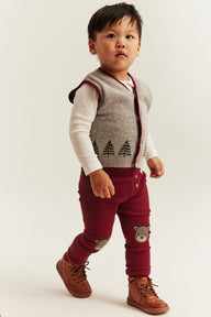 Baby red leggings with Christmas detail