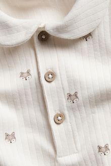 Baby white ribbed bodysuit with collar
