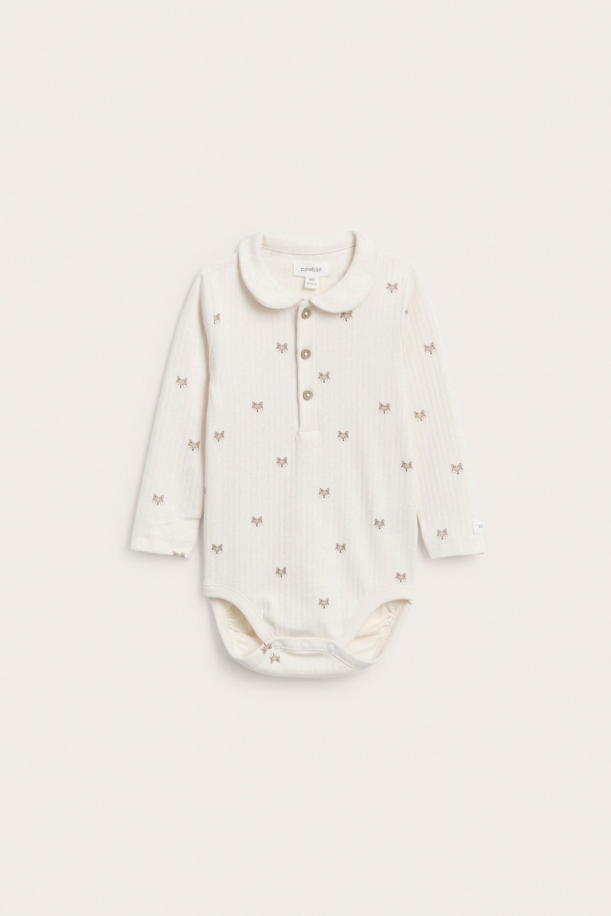 Baby white ribbed bodysuit with collar