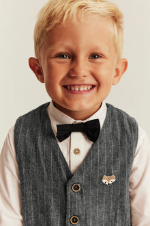Kids grey woven vest with fox embroidery
