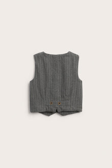 Kids grey woven vest with fox embroidery