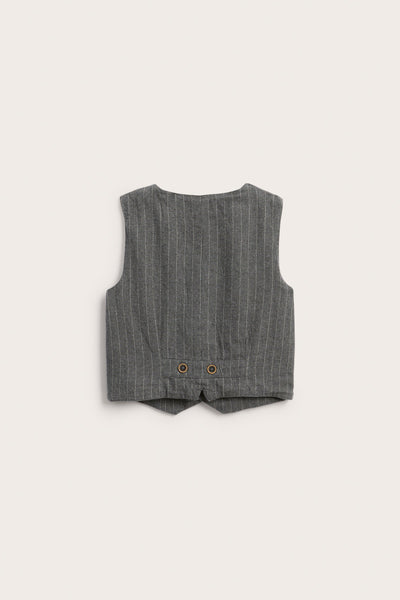 Kids grey woven vest with fox embroidery