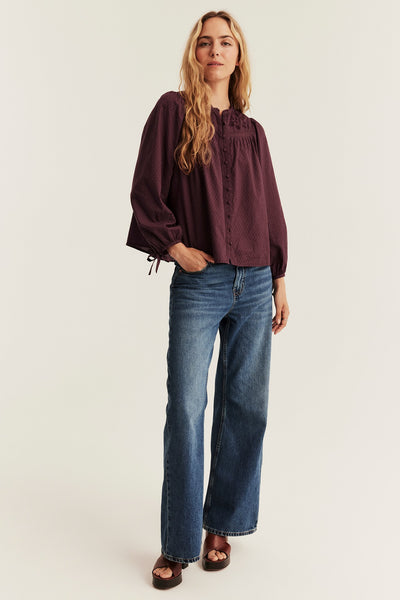 Women’s burgundy embroidered blouse