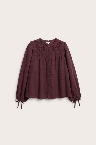 Women’s burgundy embroidered blouse
