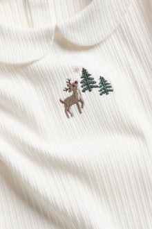 Baby white ribbed Christmas bodysuit