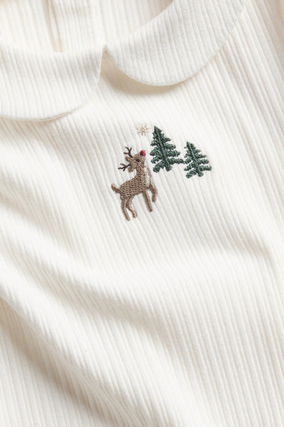 Baby white ribbed Christmas bodysuit