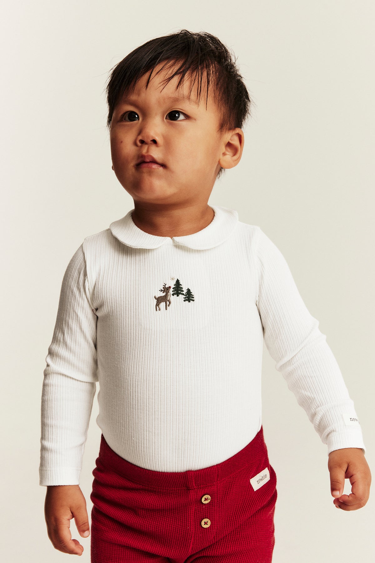 Baby white ribbed Christmas bodysuit