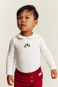 Baby white ribbed Christmas bodysuit