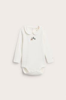 Baby white ribbed Christmas bodysuit