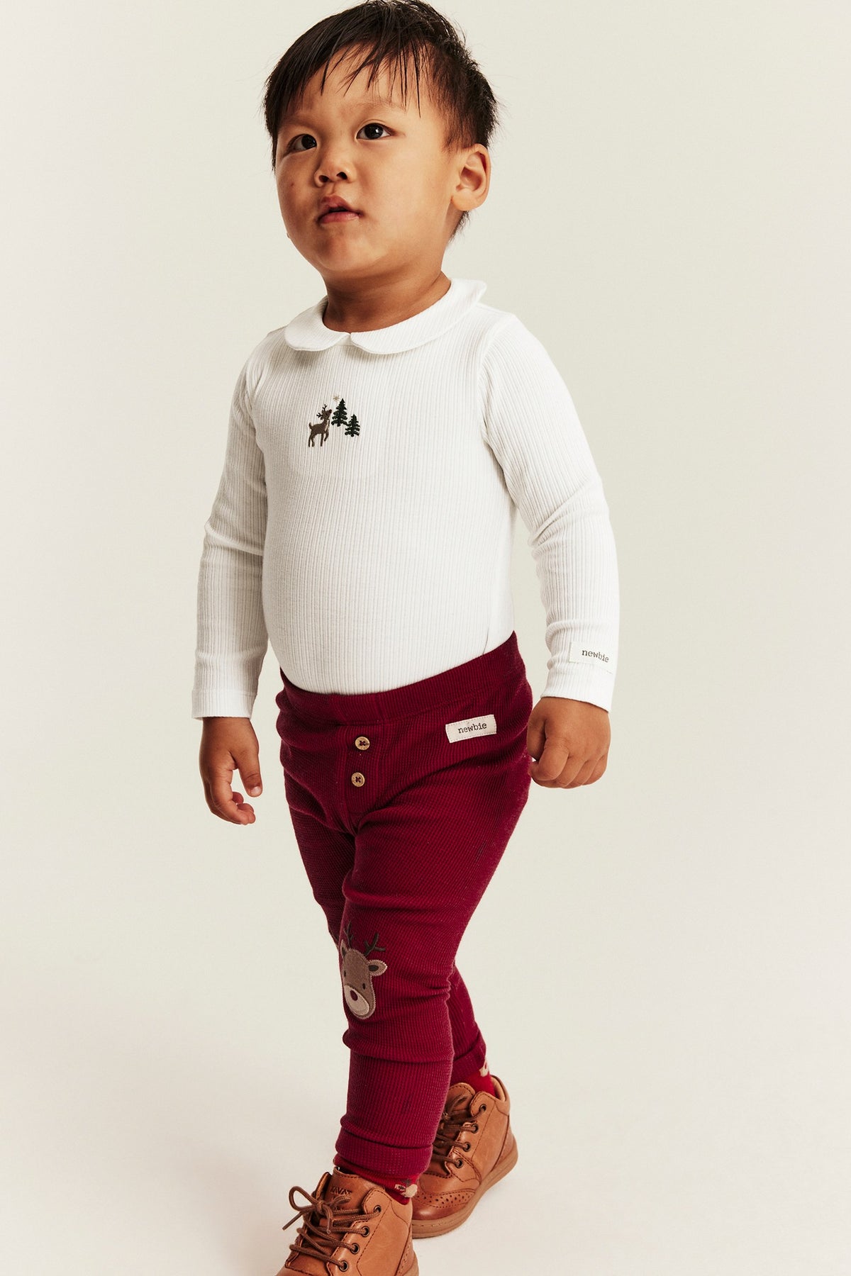 Baby white ribbed Christmas bodysuit