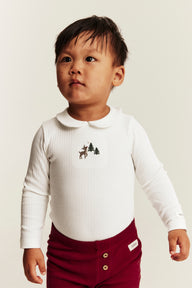 Baby white ribbed Christmas bodysuit