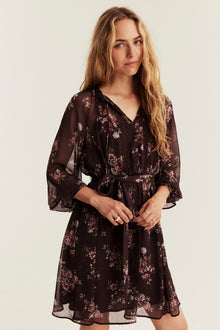 Women's lilac floral chiffon dress