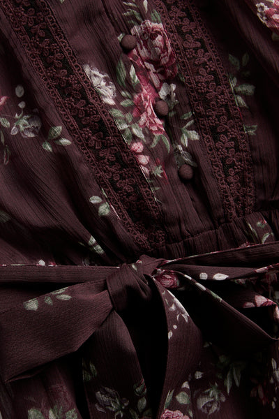Women's lilac floral chiffon dress