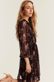 Women's lilac floral chiffon dress