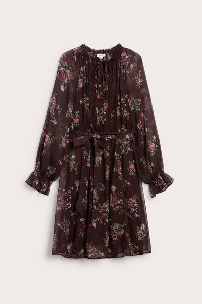 Women's lilac floral chiffon dress