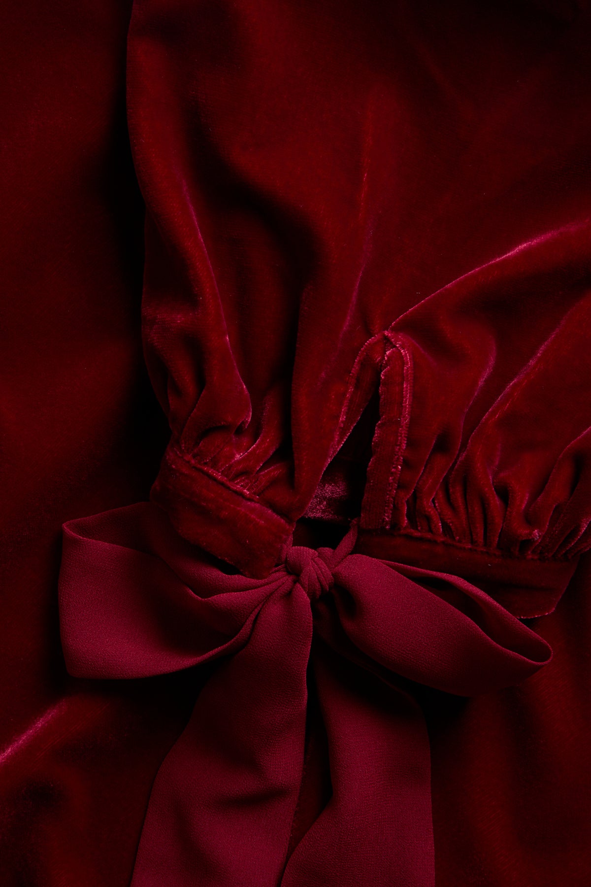 Women's red velvet blouse