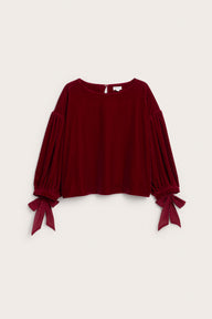 Women's red velvet blouse
