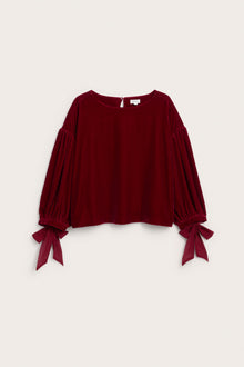 Women's red velvet blouse
