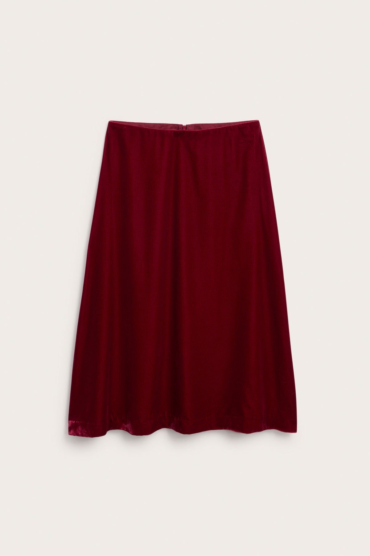 Women's red velvet skirt