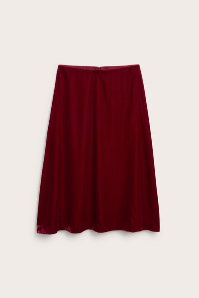 Women's red velvet skirt