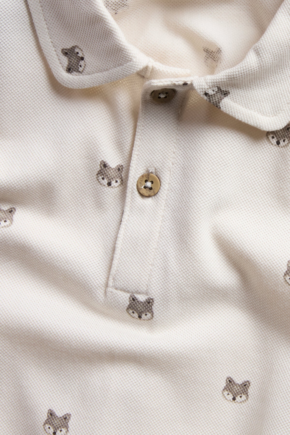 Kids white polo shirt with fox motif