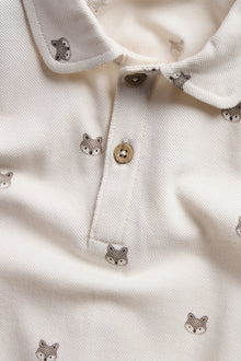 Kids white polo shirt with fox motif