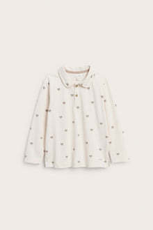 Kids white polo shirt with fox motif