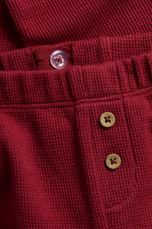 Kids red waffle leggings with Christmas motif