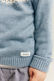 Kids blue knitted jumper with teddy bears
