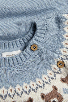 Kids blue knitted jumper with teddy bears