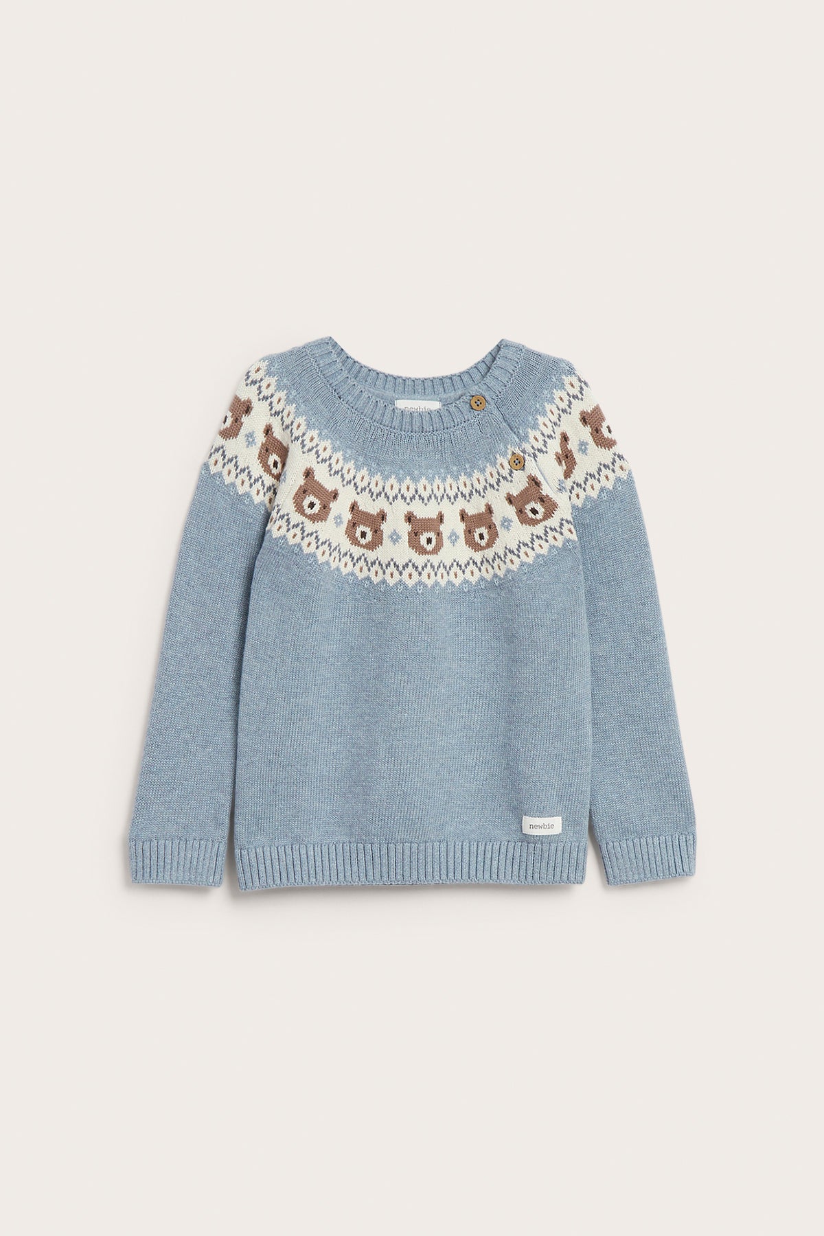 Kids blue knitted jumper with teddy bears