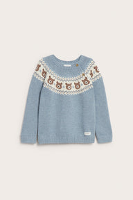 Kids blue knitted jumper with teddy bears