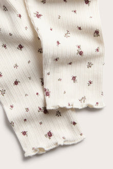 Baby white floral ribbed leggings
