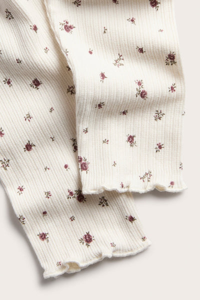 Baby white floral ribbed leggings