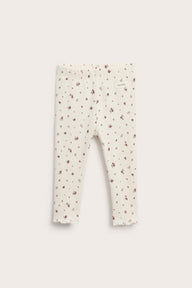 Baby white floral ribbed leggings